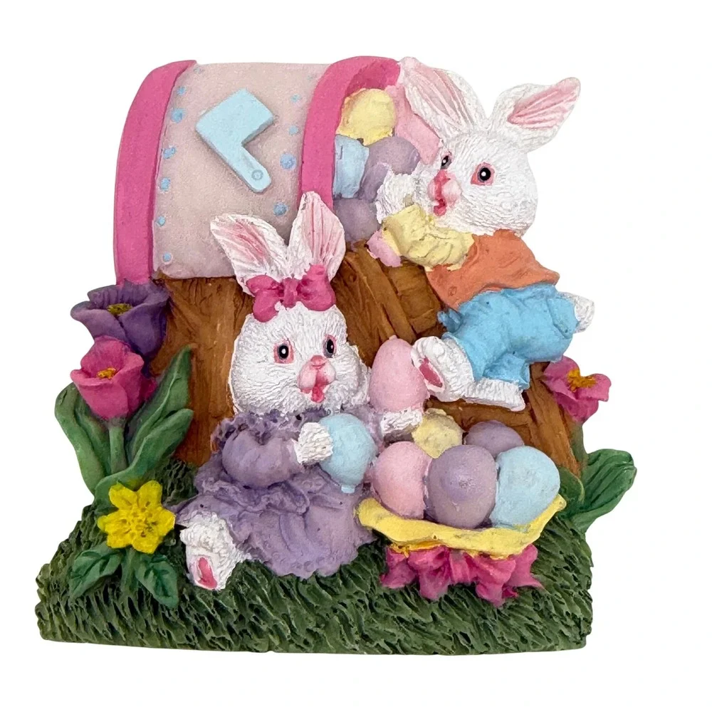 Vtg Easter Bunny Rabbit‎ Figurine Lot 14pc Ceramic Spring Decor Anthropomorphic